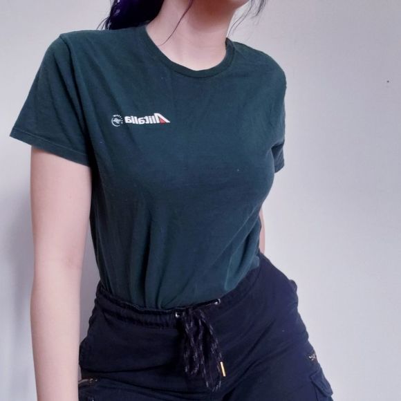 ✨2FOR15$✨Port And Company Alitalia Sky Team Green T-Shirt - Picture 1 of 13